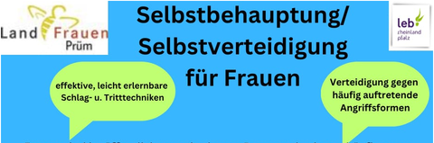 Veranstaltungsplakat der LandFrauenPrüm, zur Veranstaltung Selbstbehauptung/Selbstverteidigung für Frauen