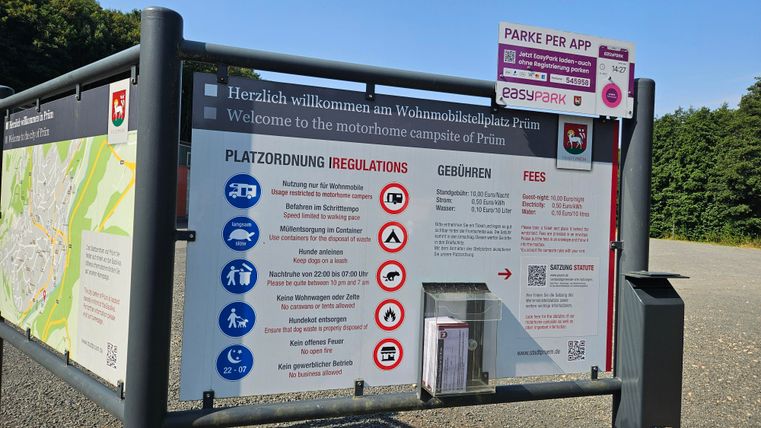 Platzordnung, Informationstafel zum Wohnmobilstellplatz